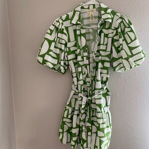 Green and White Patterned Dress by Geren Ford